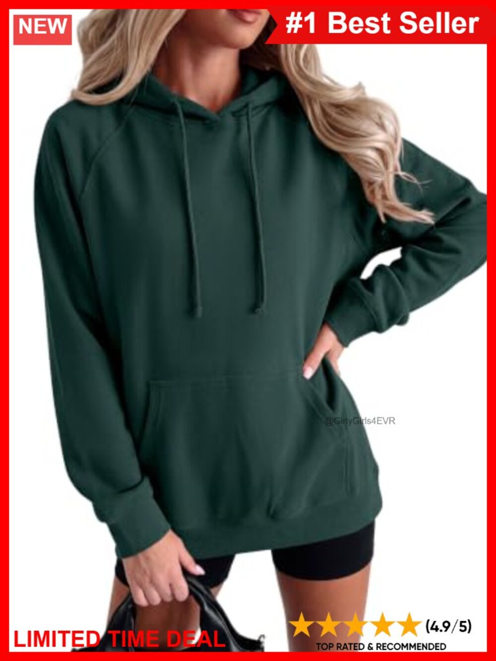 Oversized Hoodie Drawstring Pullover Sweatshirt Loose Fit Casual